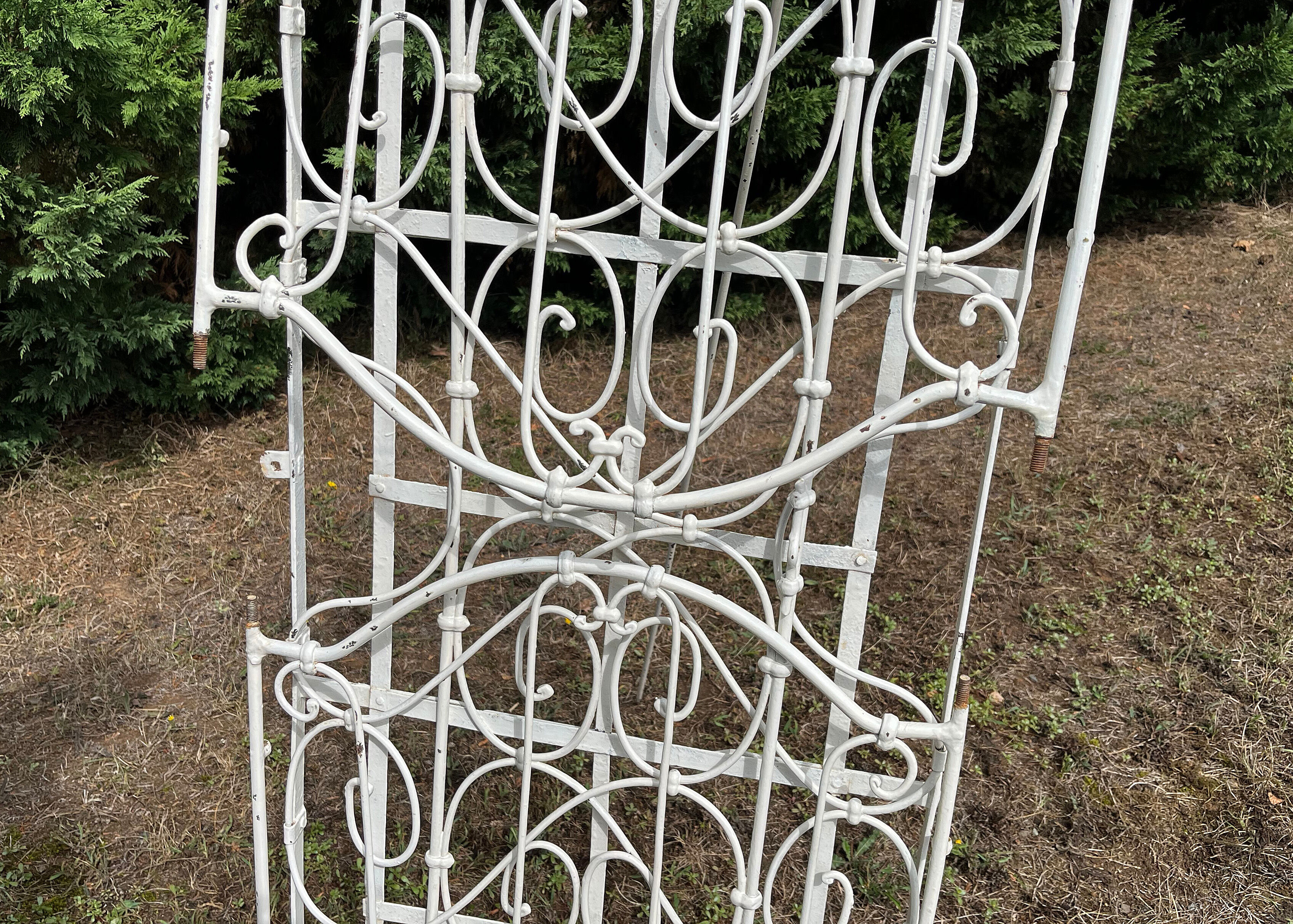 Folding child's bed with wrought iron canopy or romantic garden bench 19th