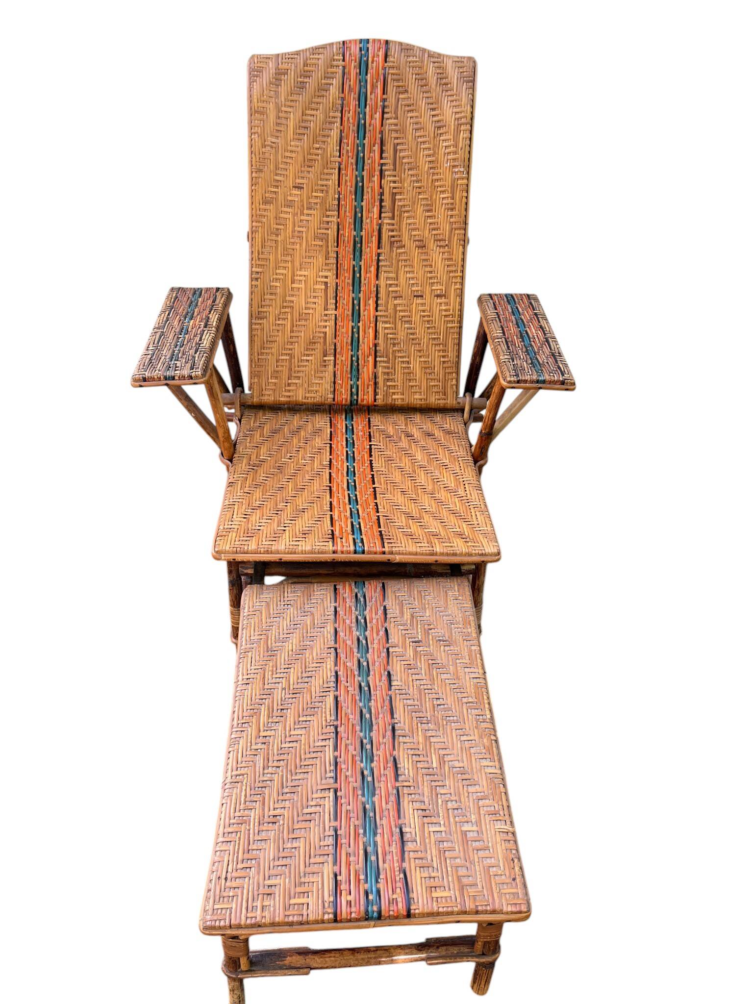 Rattan and bamboo deck chair from around 1940.
