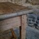 Table de ferme française ancienne en chêne avec tiroir latéral