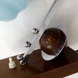 Lampe Art Déco, saturne & opaline bleue 1930'