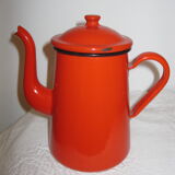 Red enamelled coffee pot