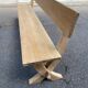 Monastery bench with a 220 cm backrest, renovated in raw solid oak with X legs.