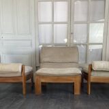 Canapé trois modules en alcantara beige