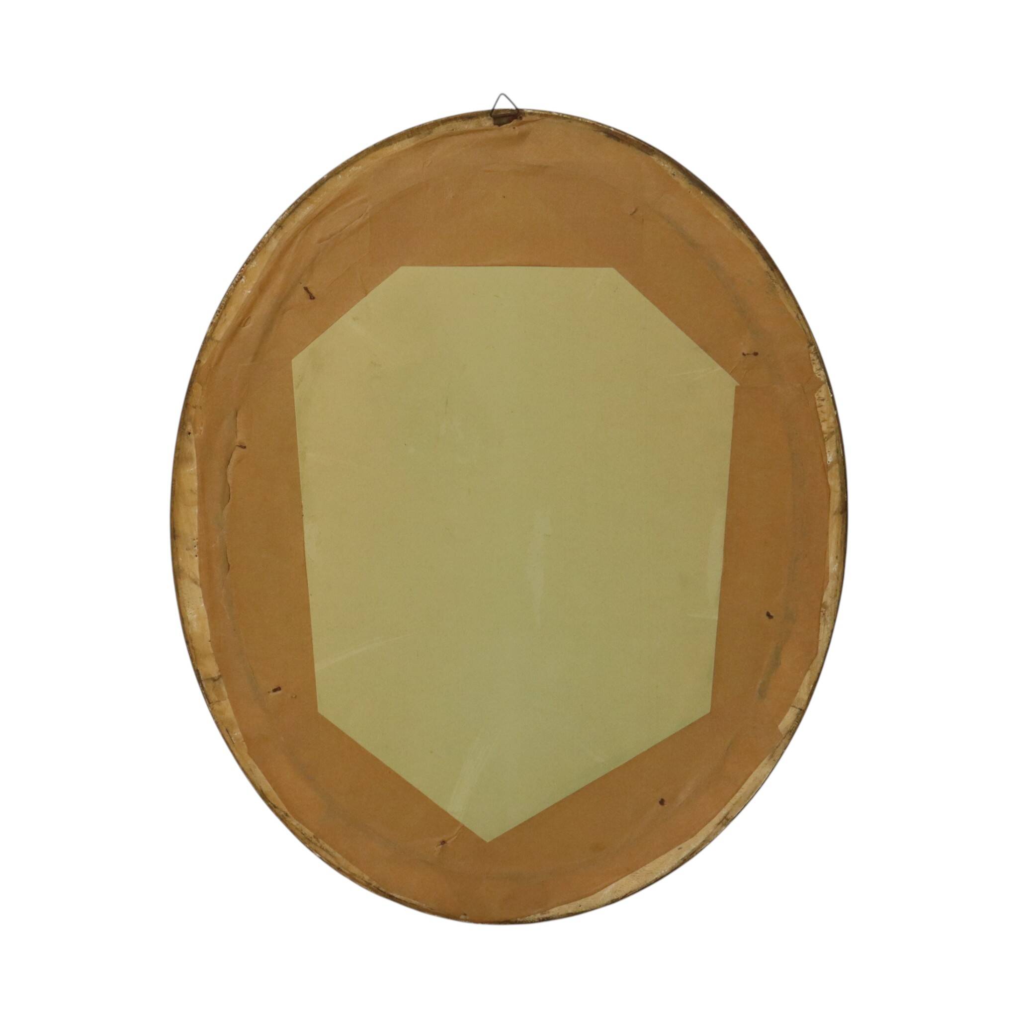 French Oval Gold Baroque-Style Mirror with Roses 58cm