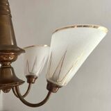 Art deco chandelier in copper and granite glass