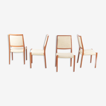 Set of four vintage chairs by Niels Otto Moller,  mid-century Denmark, teak, wool fabric, new upholstery on request