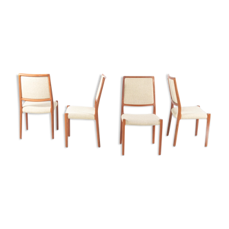 Set of four vintage chairs by Niels Otto Moller,  mid-century Denmark, teak, wool fabric, new upholstery on request