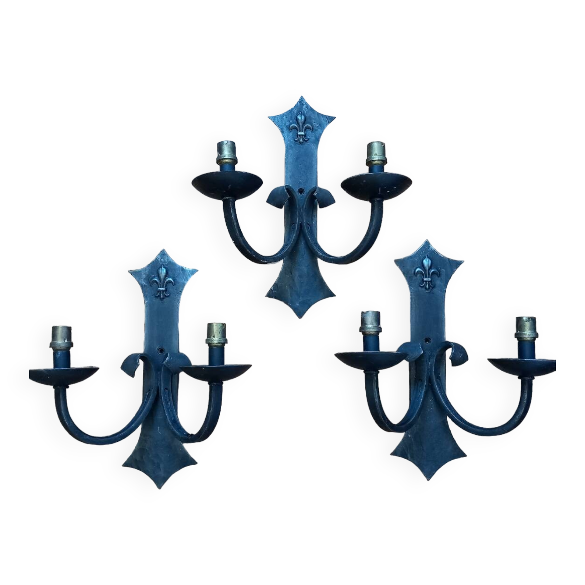 3 vintage iron wall lights/ Medieval/ Castle