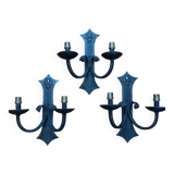 3 vintage iron wall lights/ Medieval/ Castle