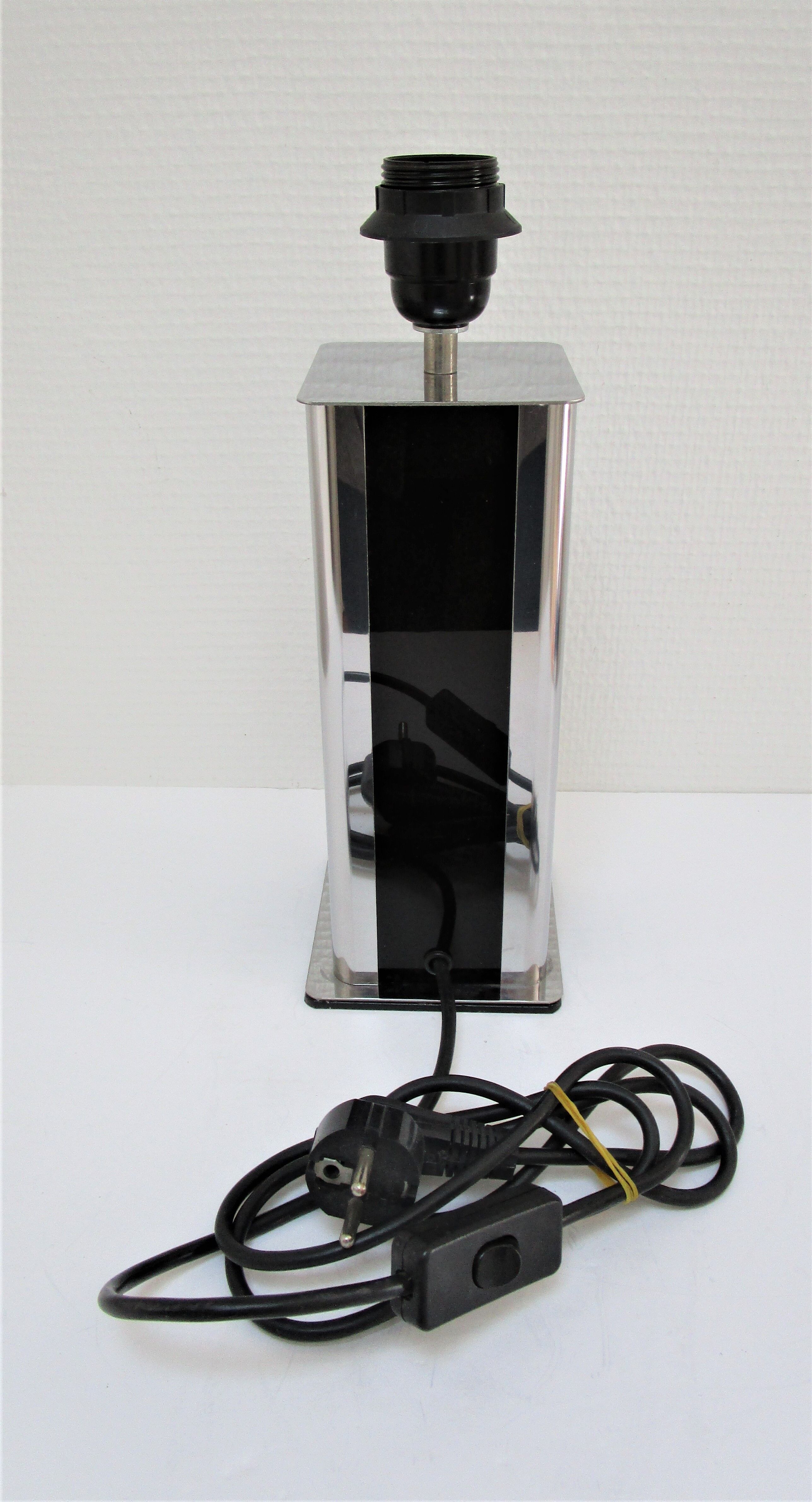 Stainless steel lamp foot and plexiglass black design 70s / 80s