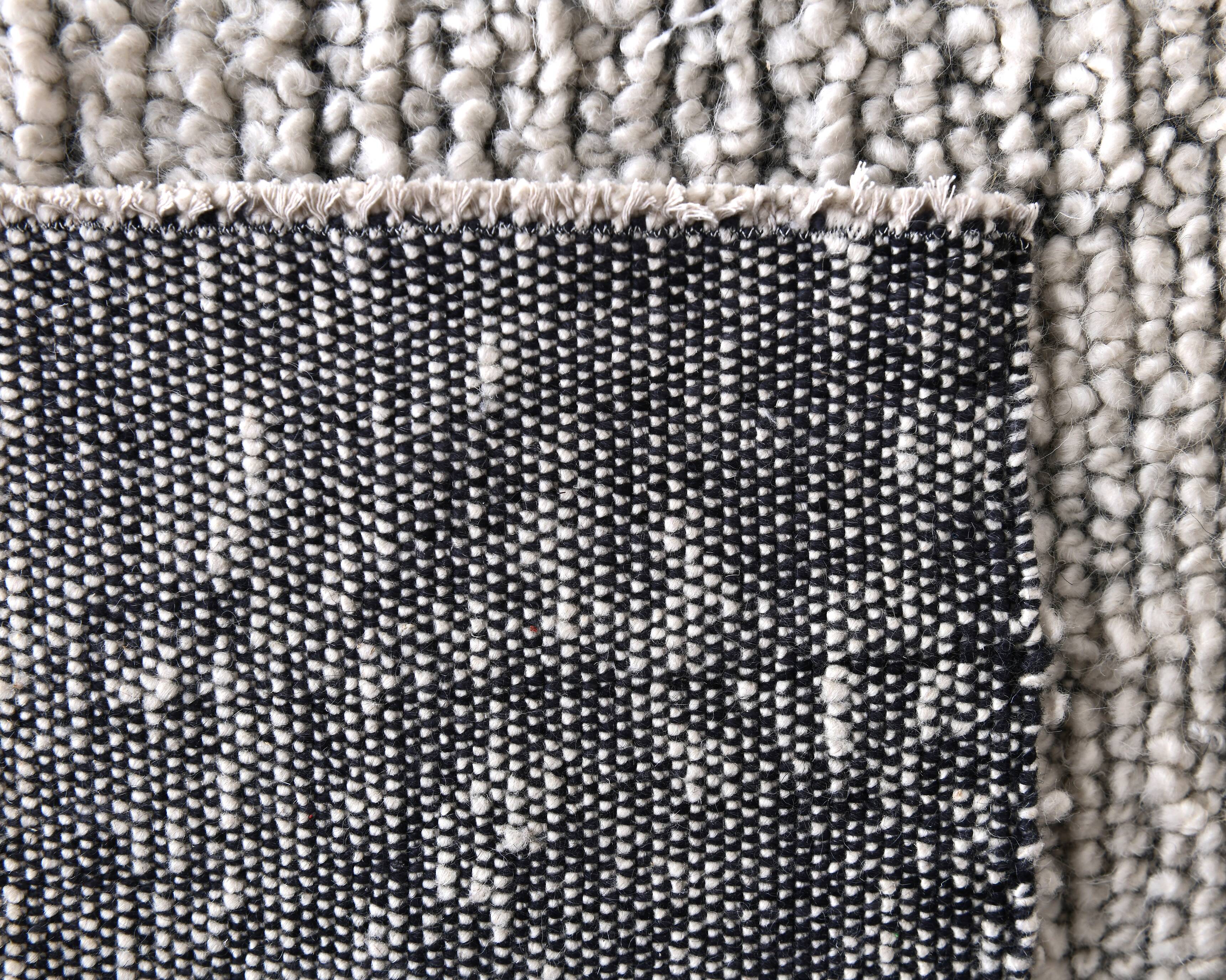 9x10 White Black %100 Wool Turkish Vintage Rug 277x296Cm