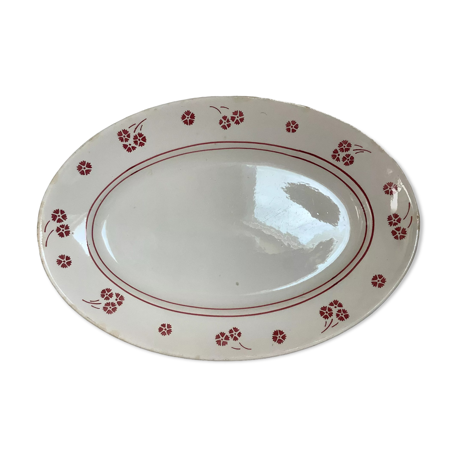 Oval earthenware dish, Luneville model Daniel