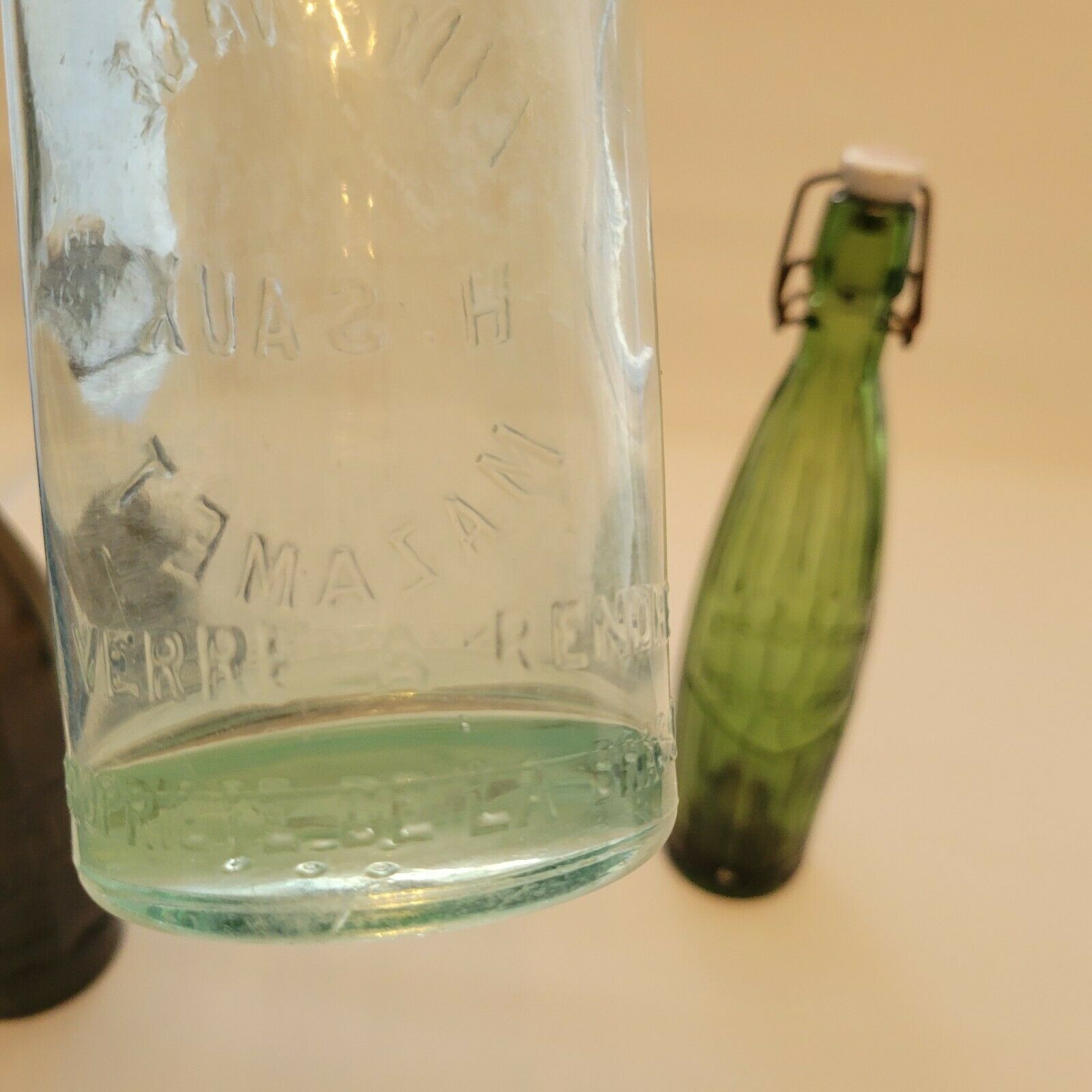 Set of 3 old bottles lemonade / water / beer / soda