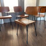 Set of 4 teak and steel dining chairs by Tjerk Reijenga for Pilastro 1950s