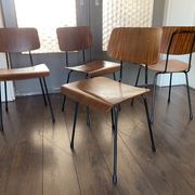 Set of 4 teak and steel dining chairs by Tjerk Reijenga for Pilastro 1950s