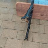 Antique garden bench with cast iron legs