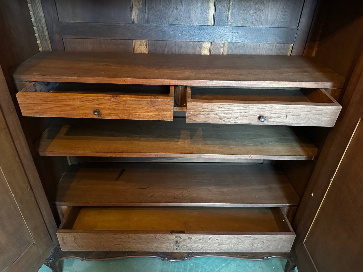 Carved walnut wardrobe – late 19th century Louis XV style