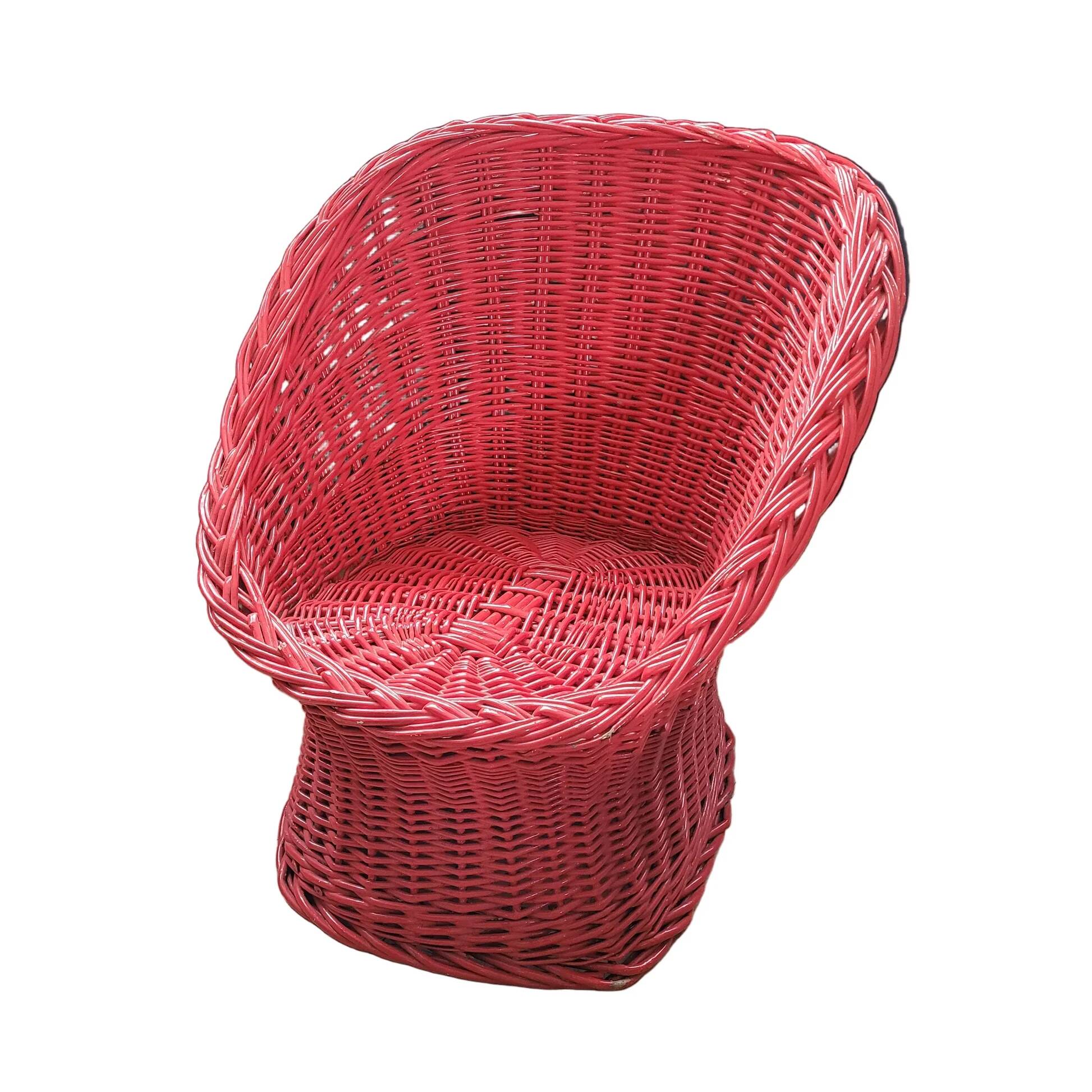 Red rattan children's armchair