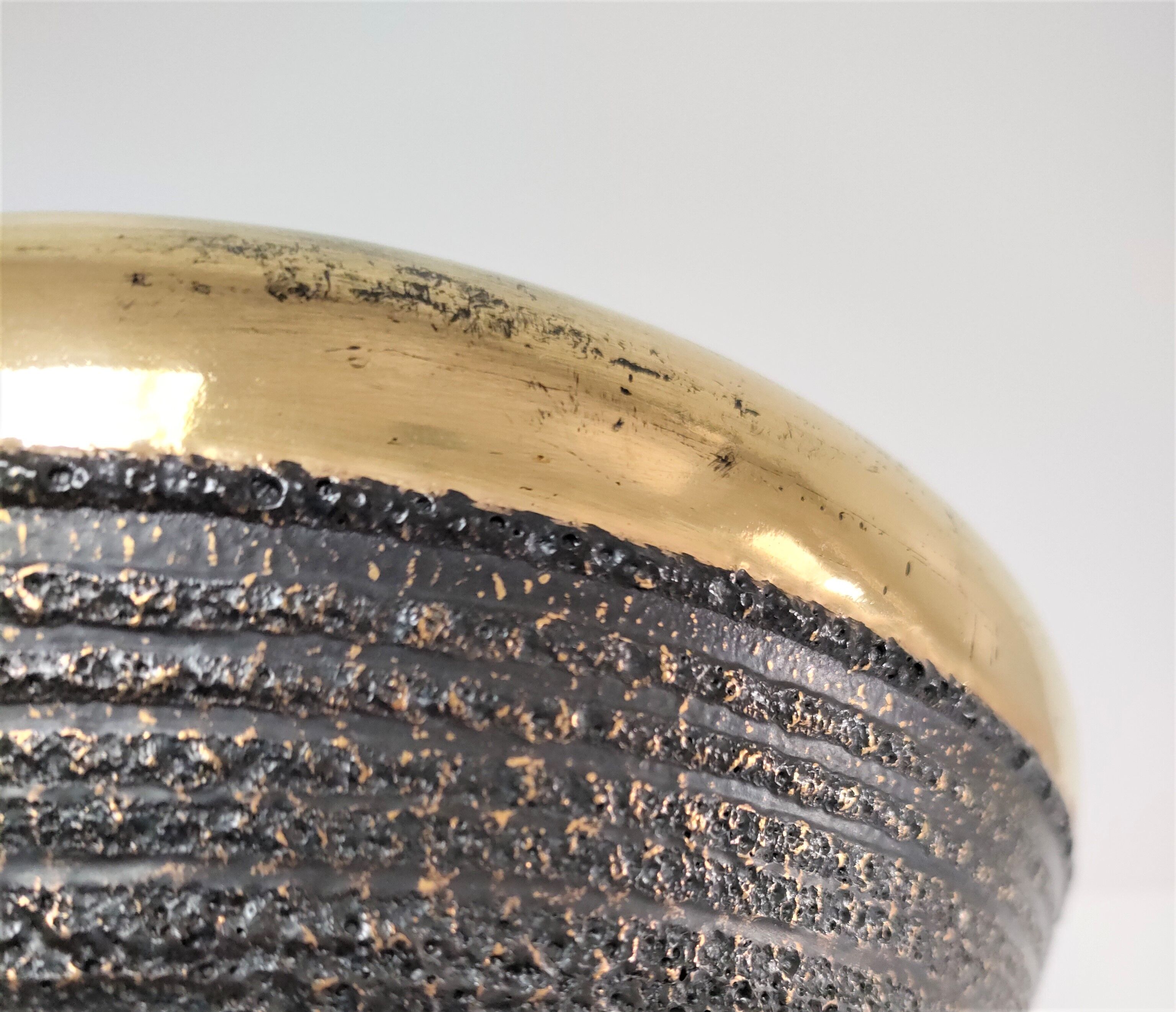 Black and gold ceramic vase west germany vintage design