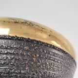 Black and gold ceramic vase west germany vintage design