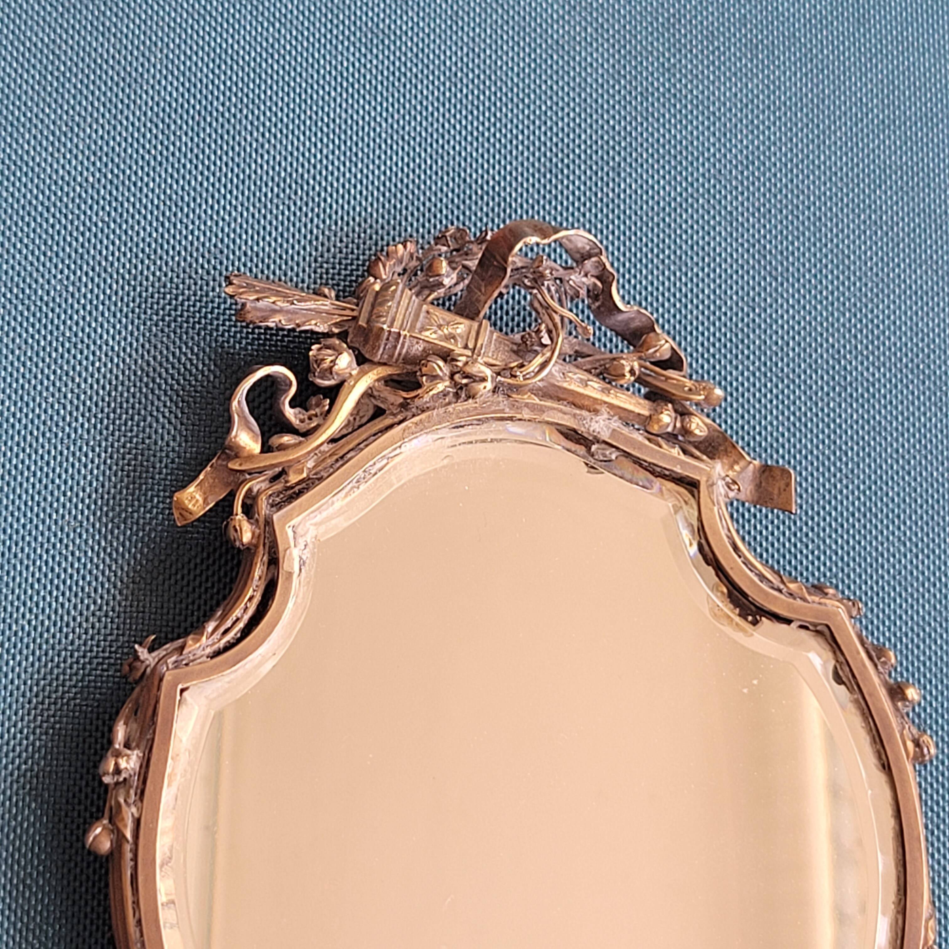 old double-sided hand-held mirror Henri Auguste SOLIÉ 1900