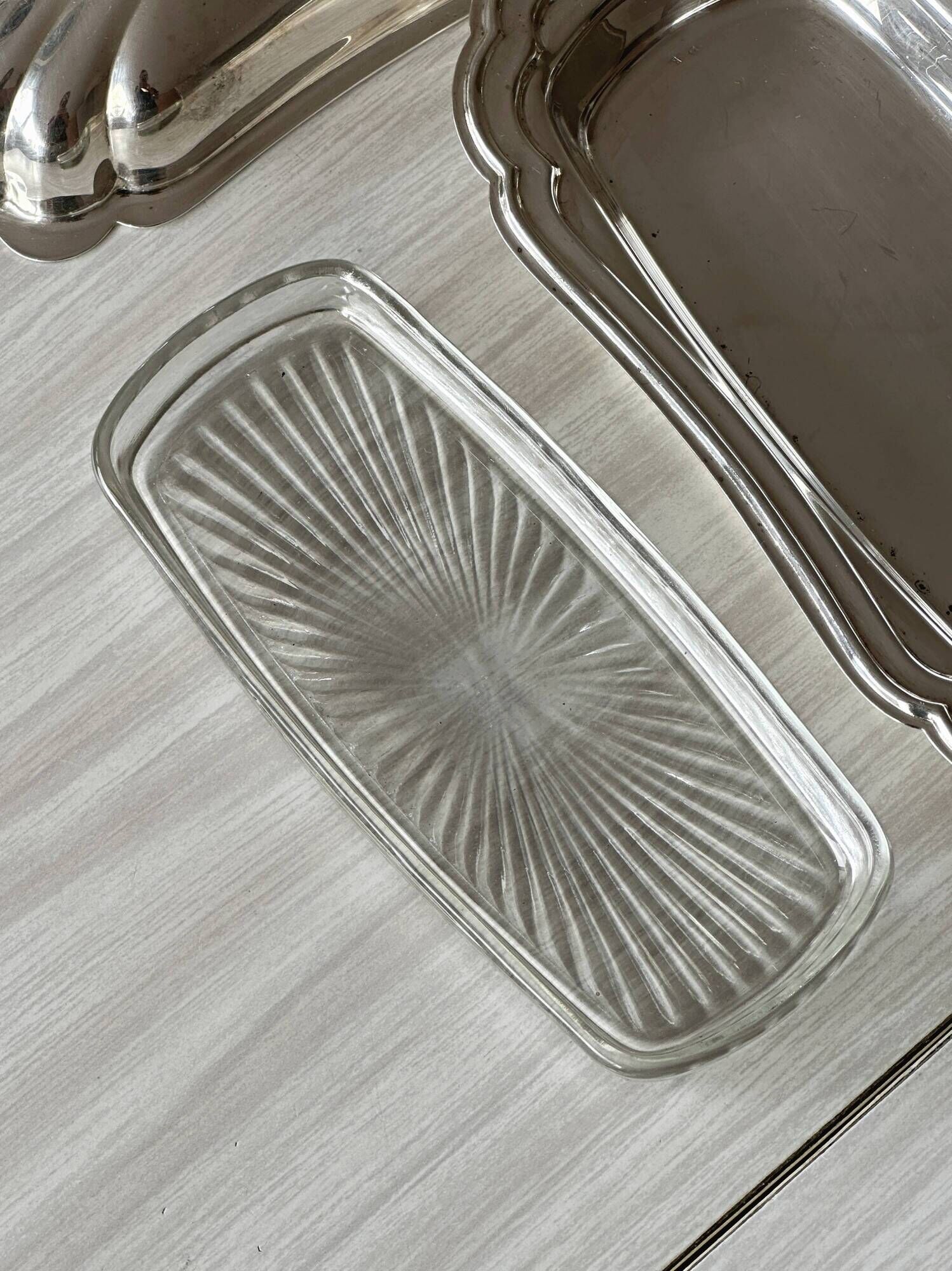 Antique silver butter dish with lid