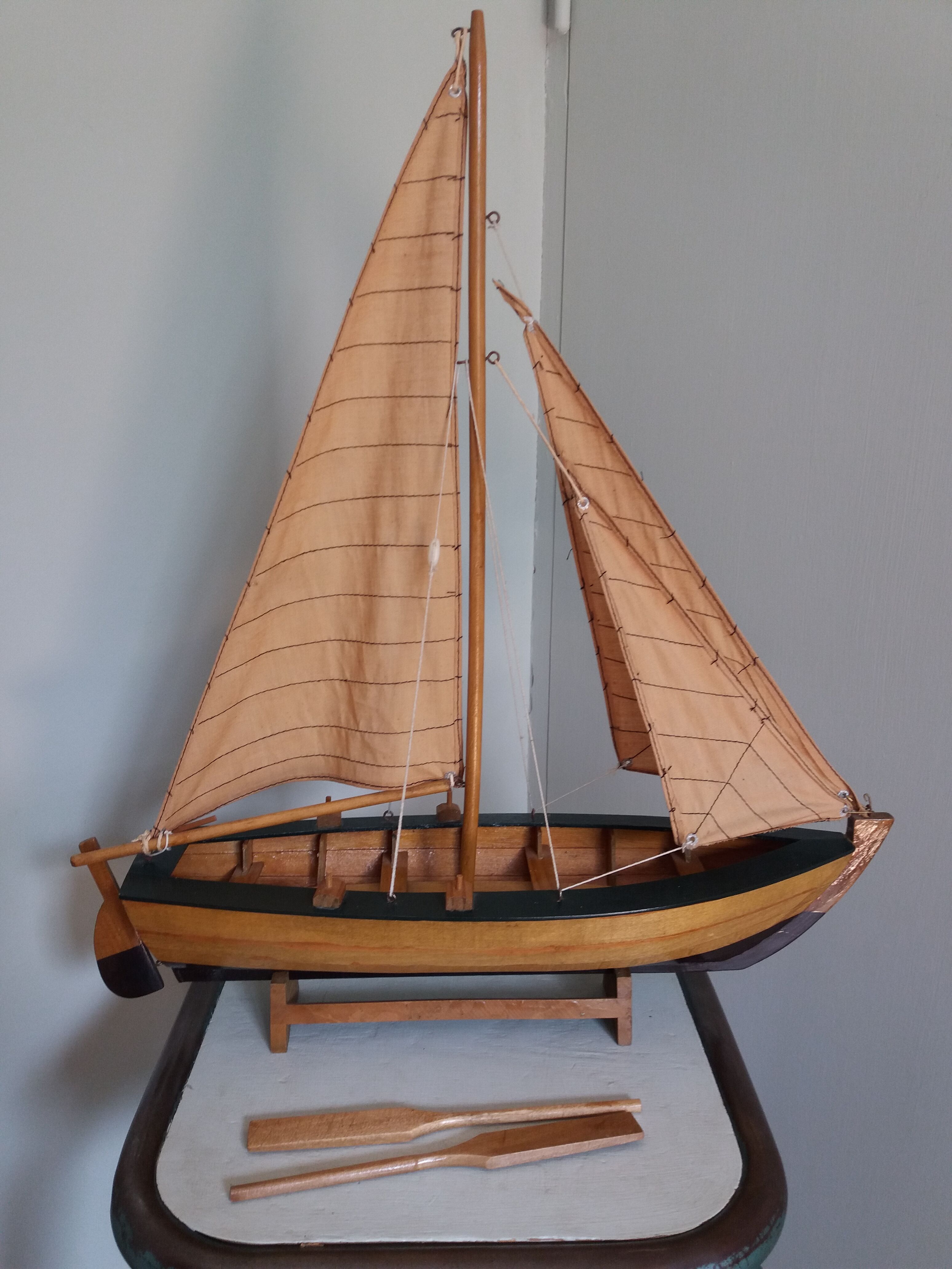 Wooden boat model sailboat