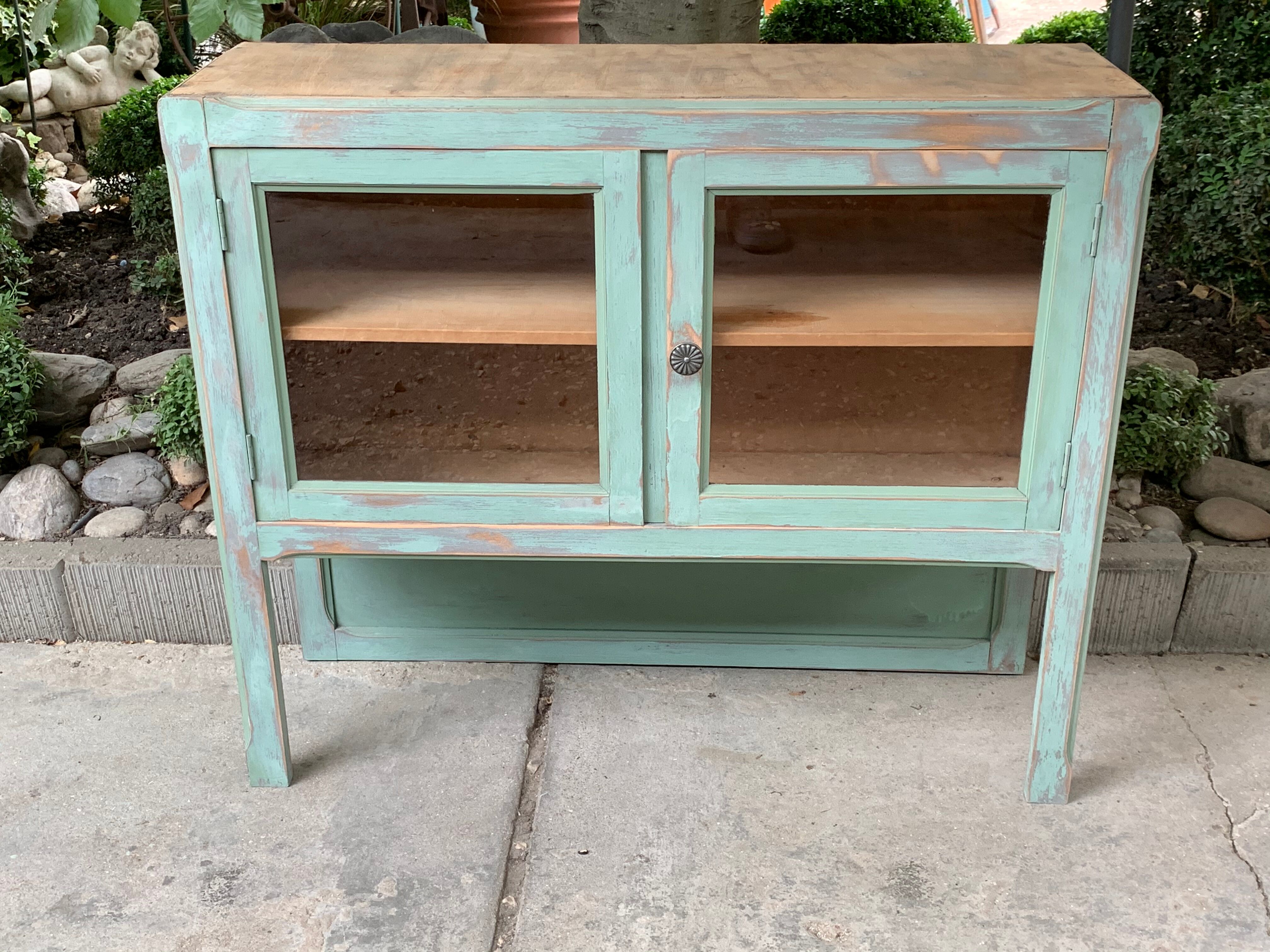 Parisian buffet patine celadon green and bluish grey