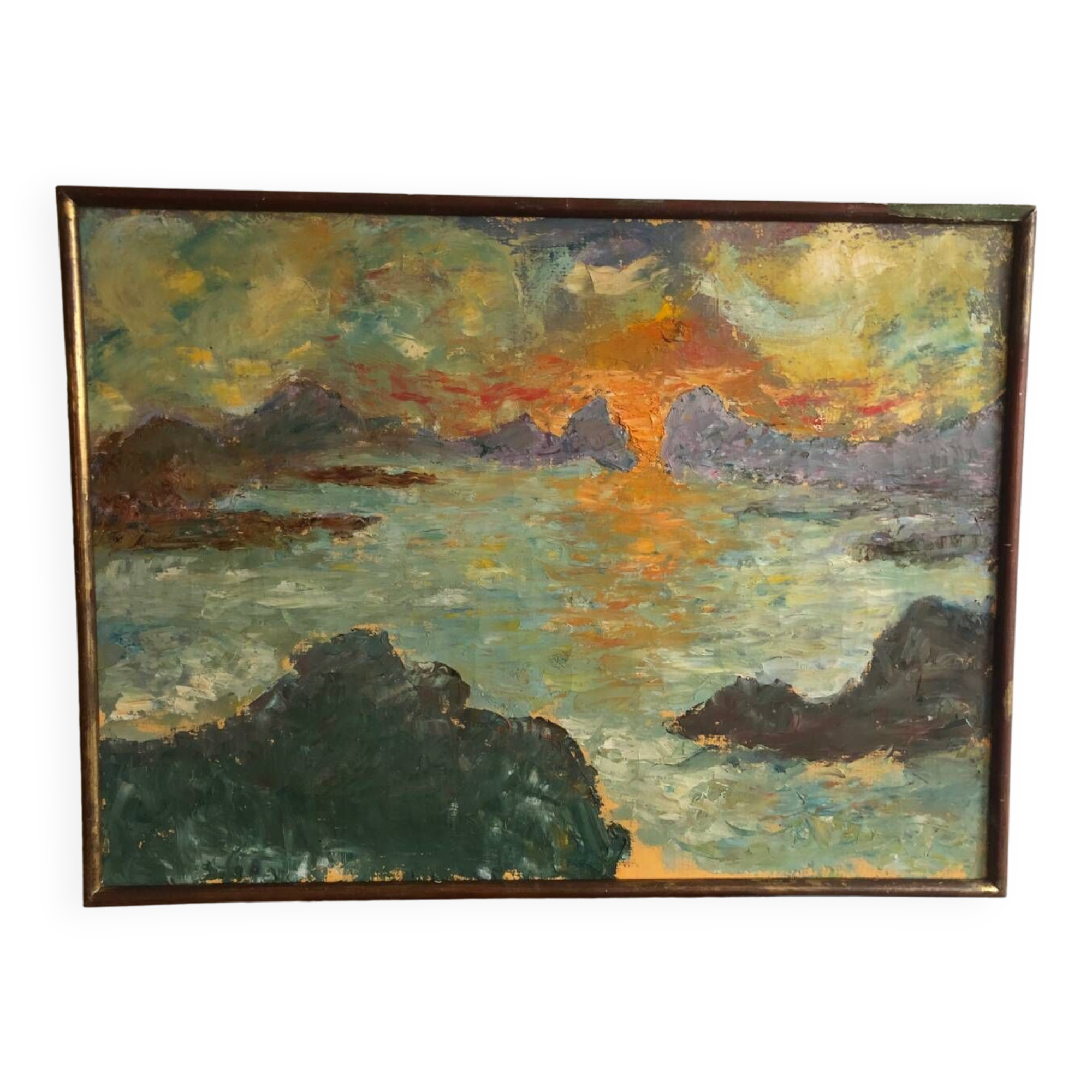 Oil painting on canvas sunset