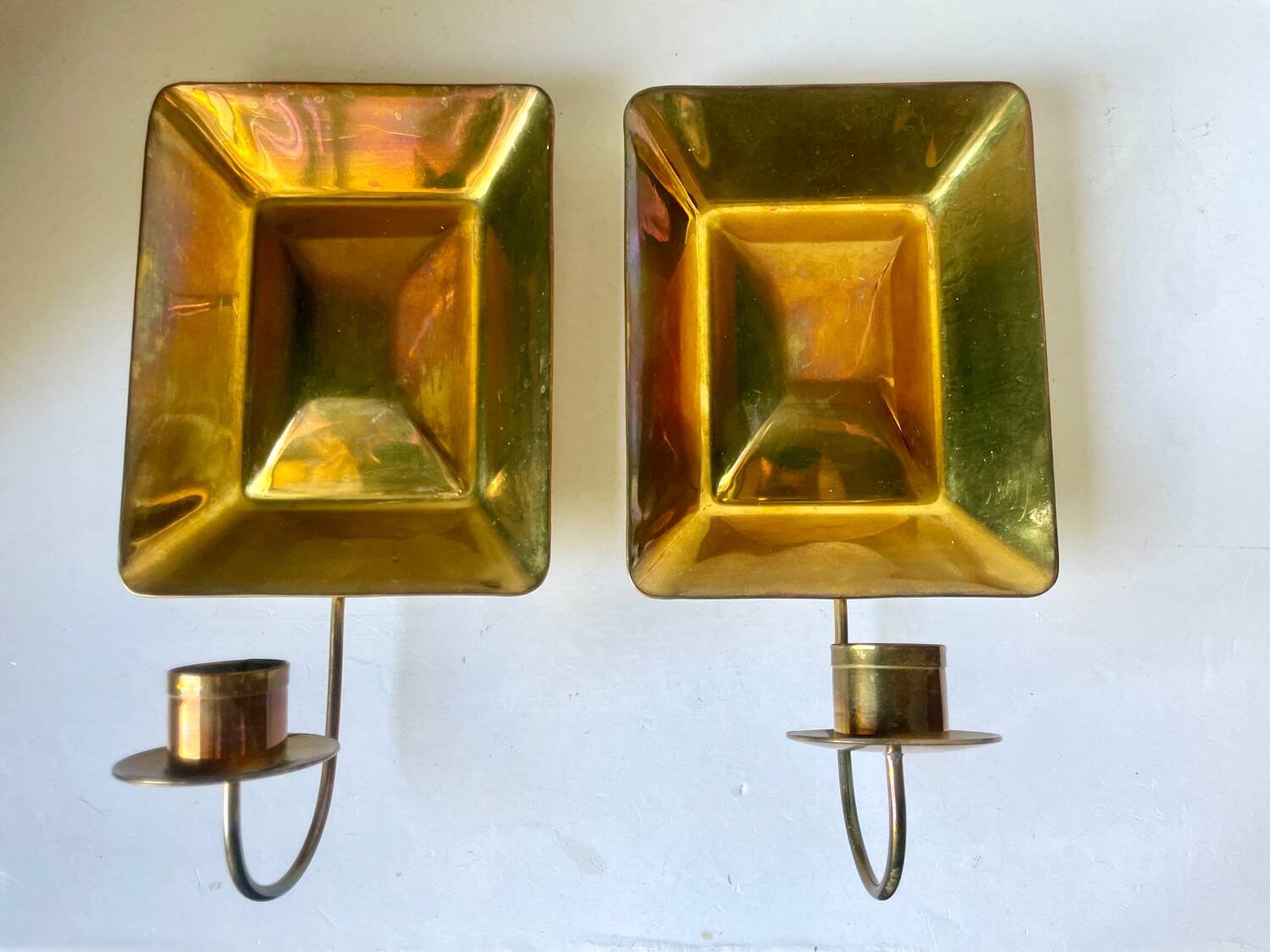 Pair Vintage Brass Wall Candle holder  Sconce  height 24 cm