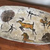 Plat Vallauris signed Jacky cave of Lascaux rock painting