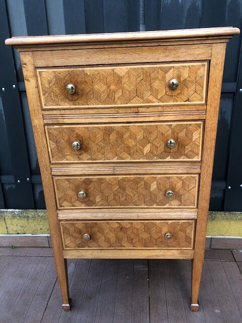 Commode art deco 1930 marqueterie damier