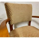 Paire de fauteuils bridge en bois massif et velours circa 1950
