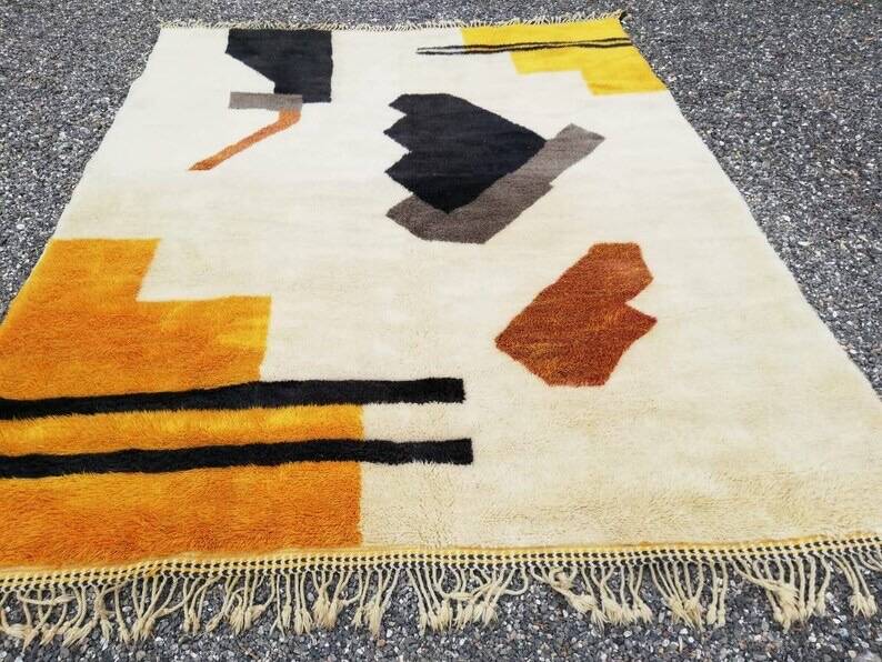 Tapis beni mrirt fait main grande taille 200 x 300 cm