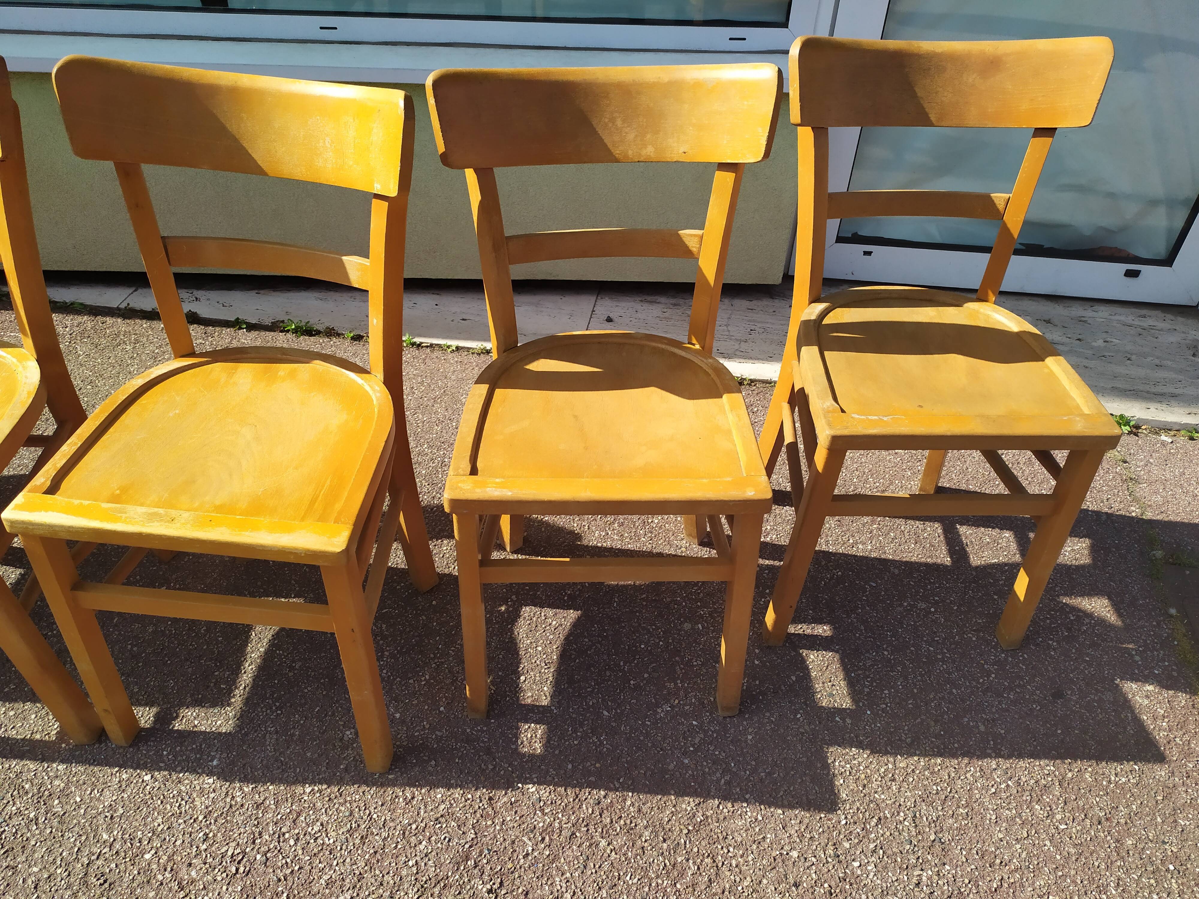 Set of 6 wooden bistro chairs 50/60s