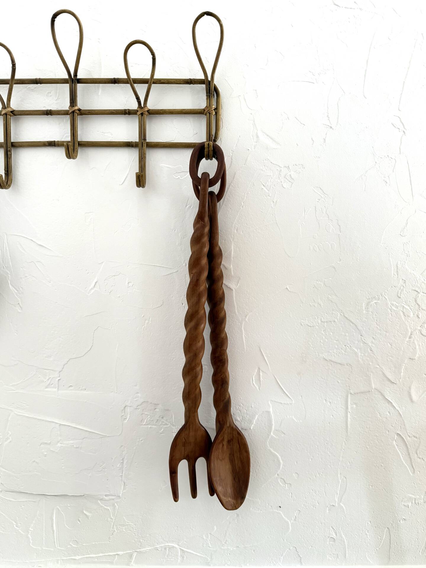 XXL carved wooden spoon and fork set