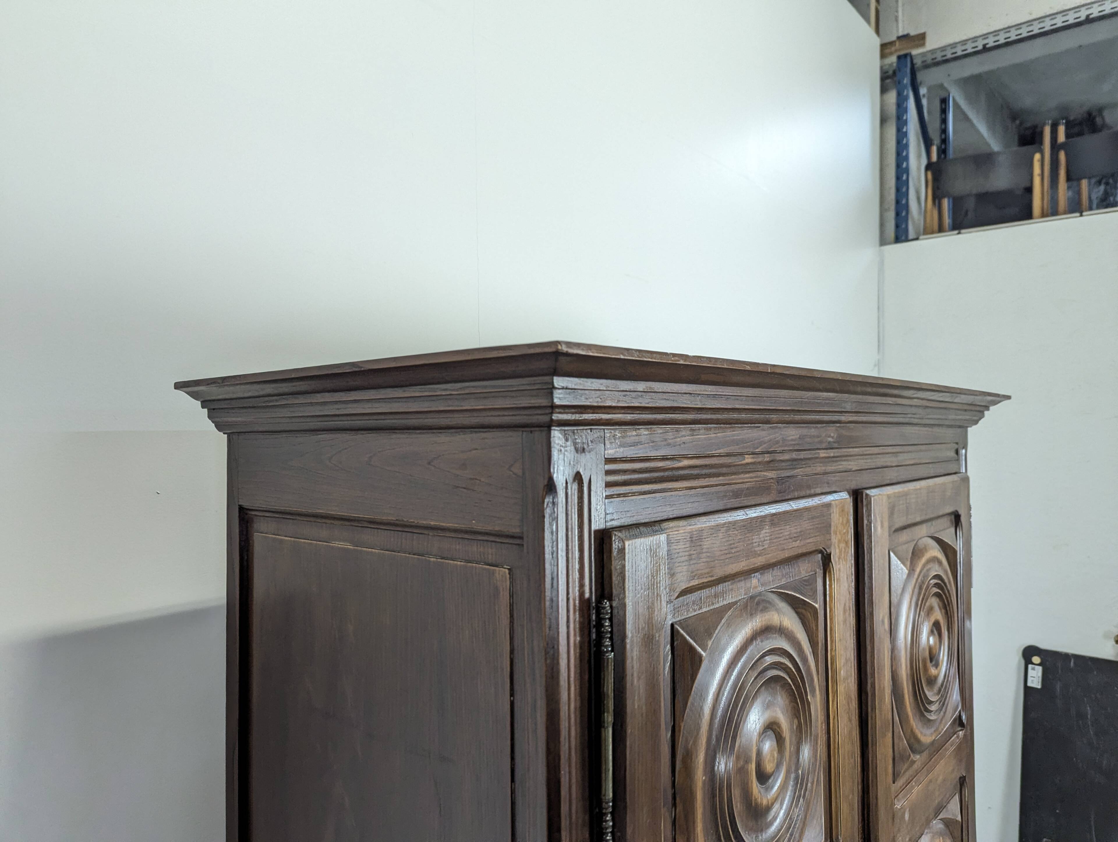 Solid oak carved wardrobe DLG Dudouyt