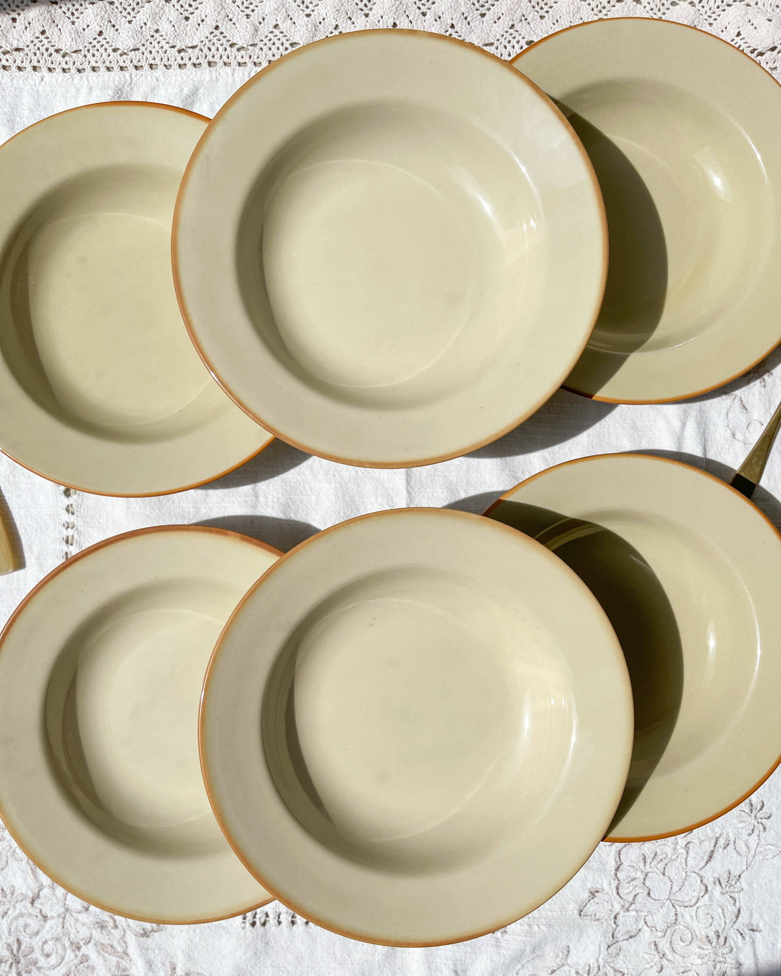 6 Hollow plates in beige sandstone Tulowice Poland 1970