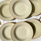6 assiettes creuses en grès beige Tulowice Poland 1970