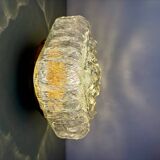 Vintage globe wall or ceiling light in transparent molded glass