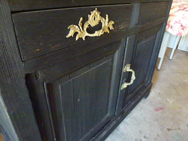 Burnt wooden buffet shou-sugi-ban