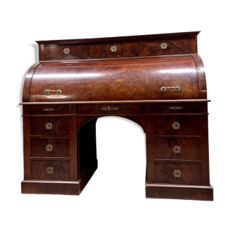 Cylinder desk in flamed mahogany empire style 19th century