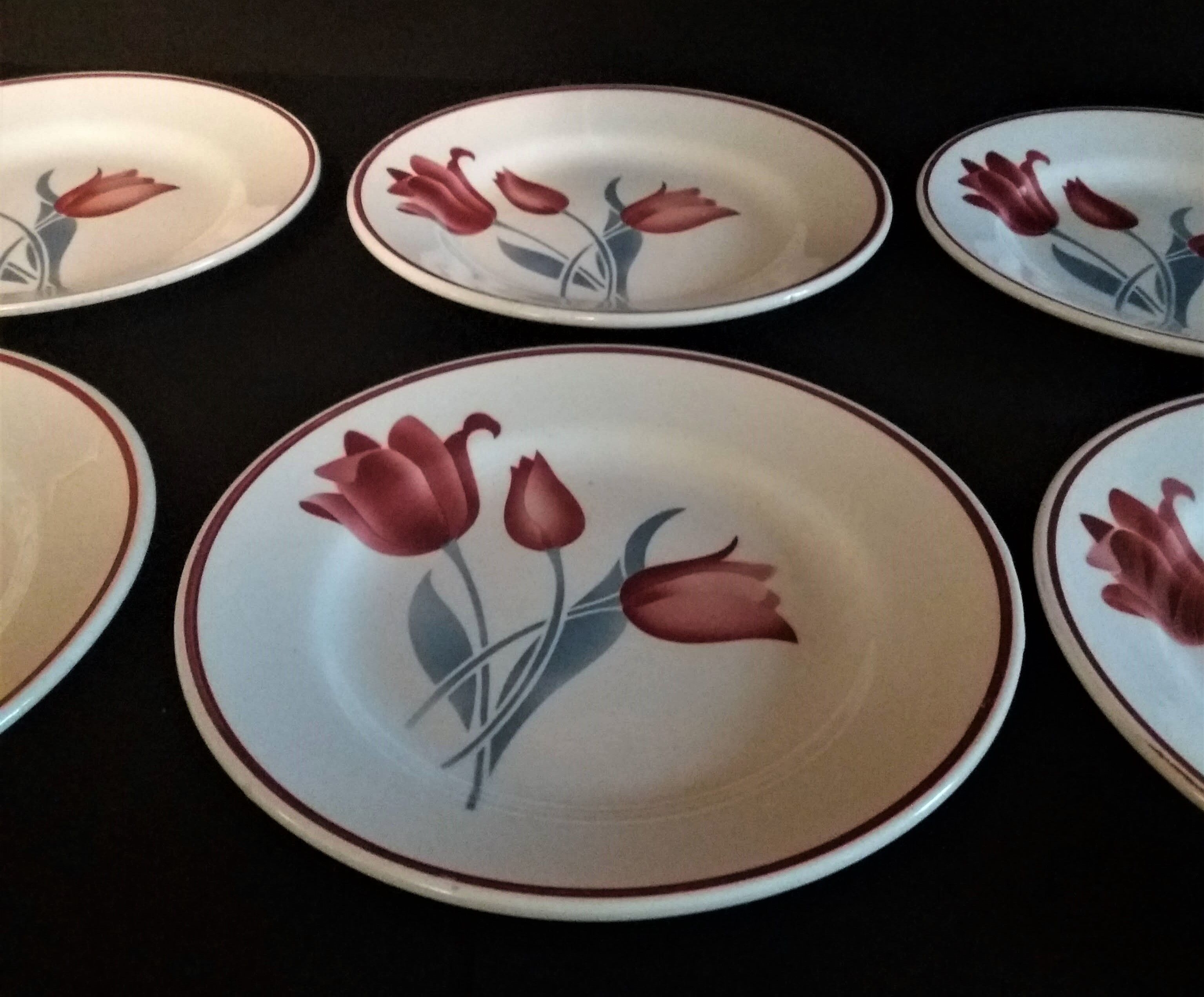 Series of six dessert plates in Orchies model Simone