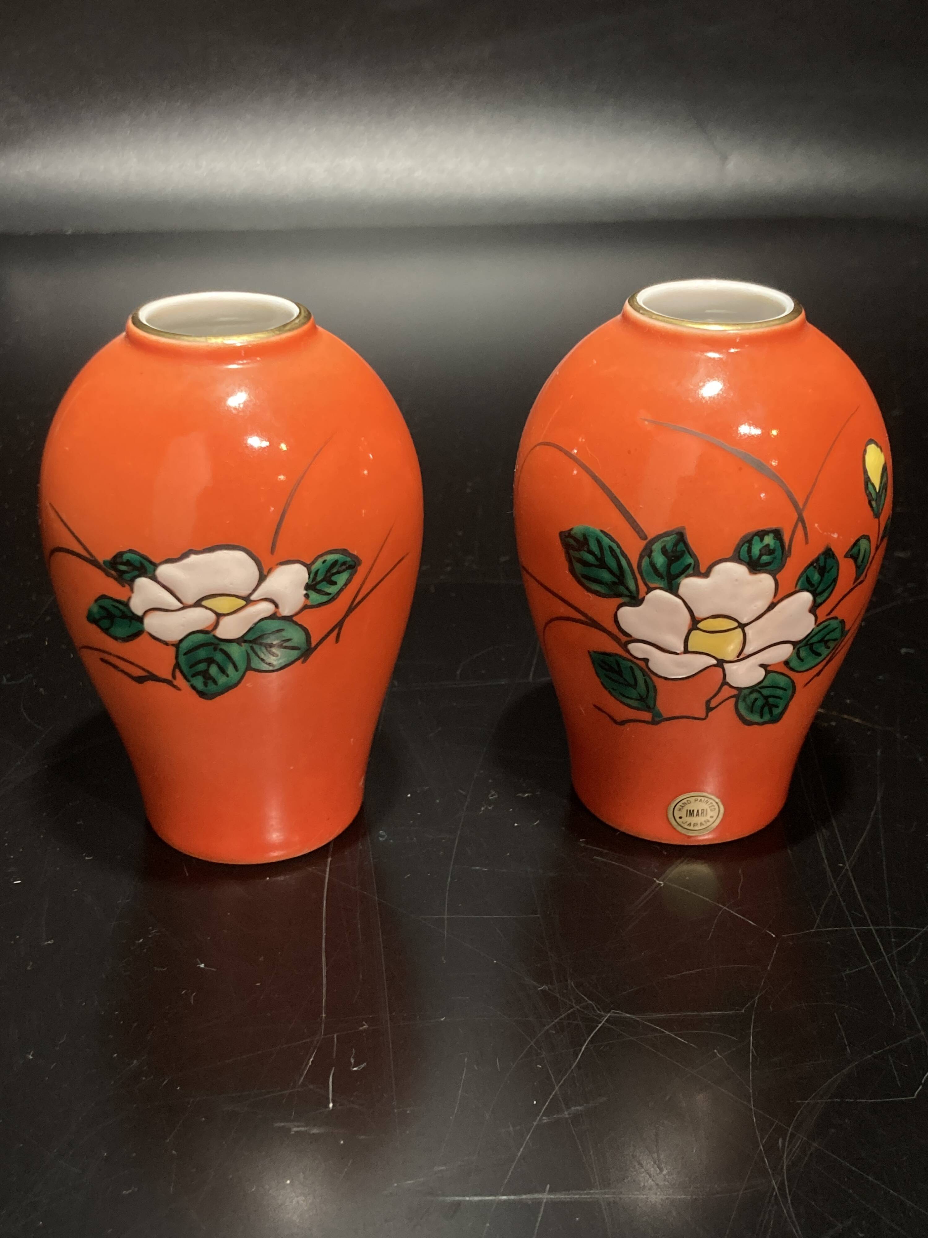 Pair of miniature IMARI porcelain vases made in Japan