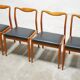 Série de 4 chaises scandinaves vintage en teck et en skaï