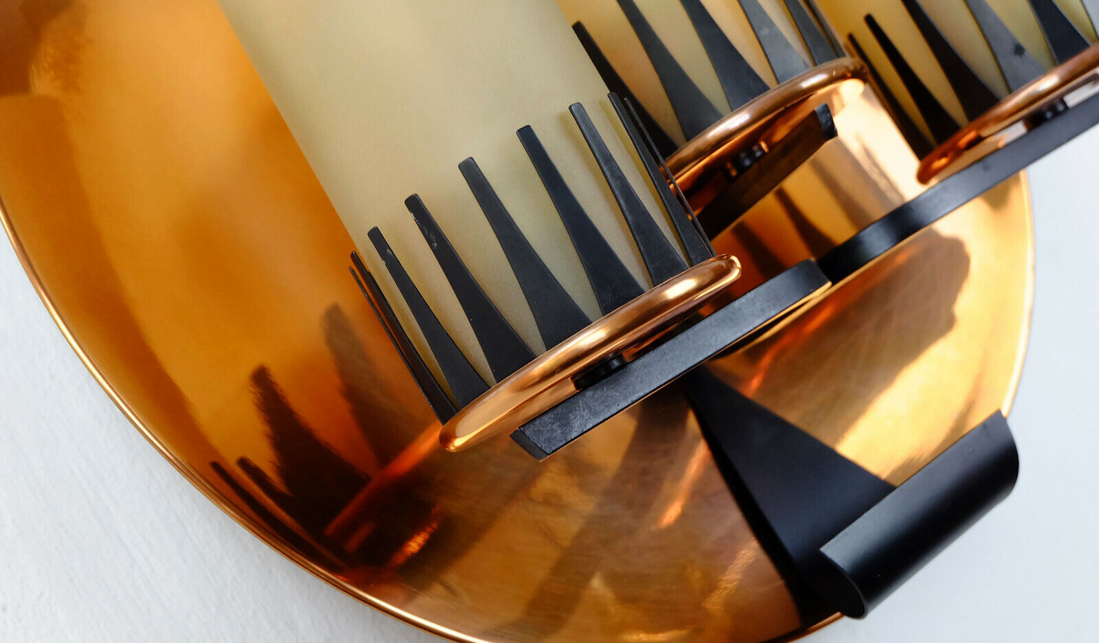 Mid century sconce wall lamp copper metal glass