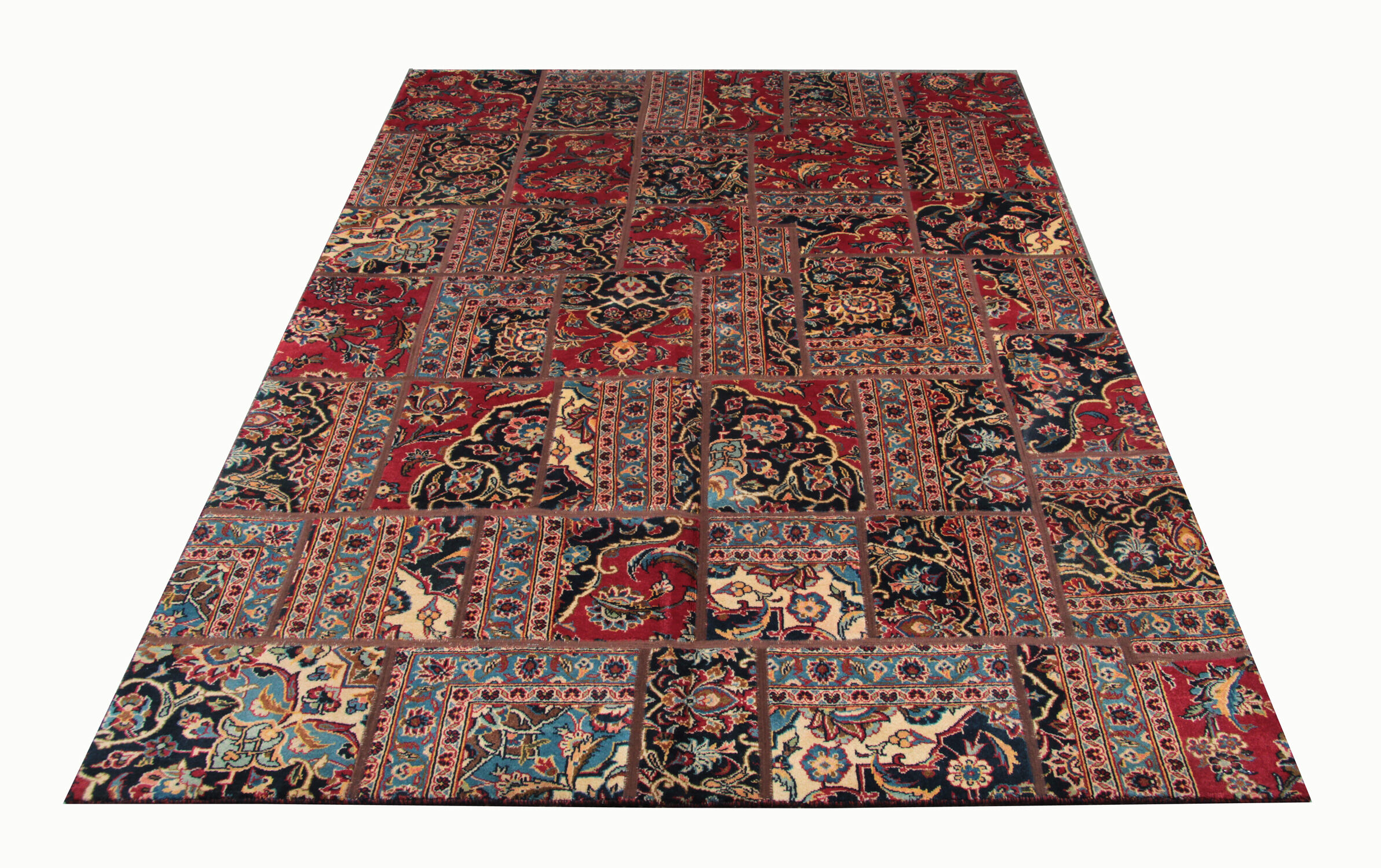 Handmade traditional vintage persian patchwork area rug 110x248cm