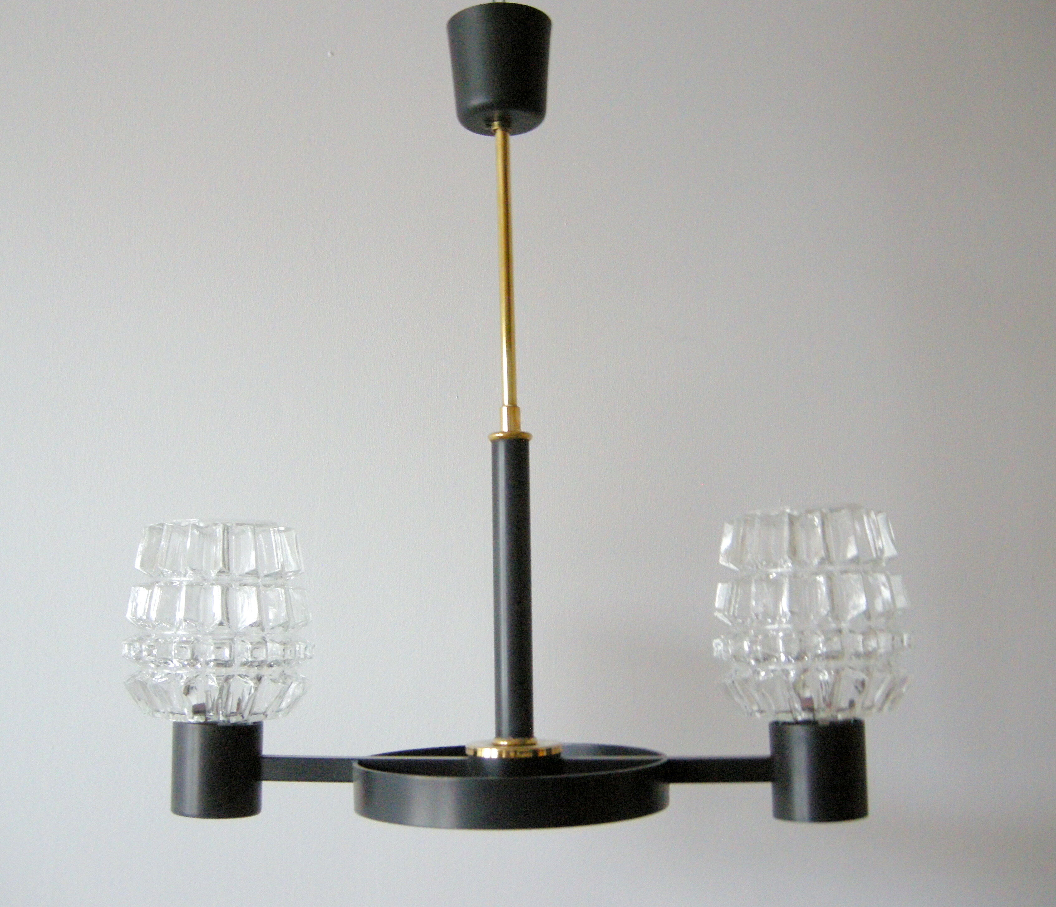 Vintage chandelier 1960 metal and brass