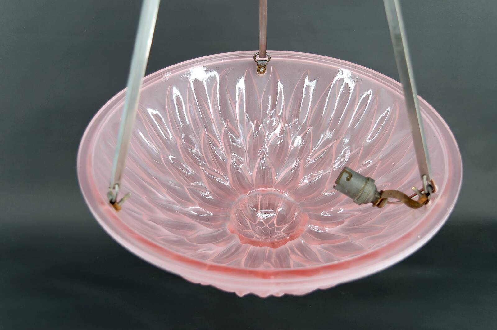Basin, Molded Pressed Glass with Floral Motif, Silver-Plated Bronze Mount, 1930