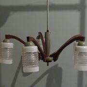 Lustre, teck et verre gravé, 1950 Italie